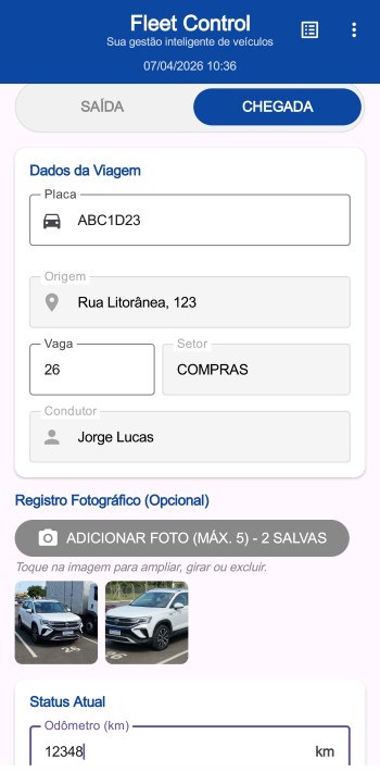 Tela do App Fleet Control